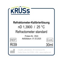 KRÜSS Liquide d'étalonnage du réfractomètre nD 1,3900 avec certificat