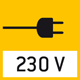 Bloc d'alimentation intégré à la balance. 230 V / 50 Hz pour F. Sur demande, également en standard GB, AUS, ou USA